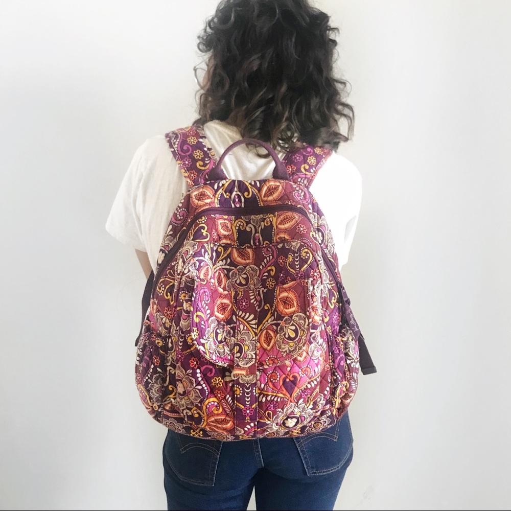 Vera Bradley quilted paisley backpack.